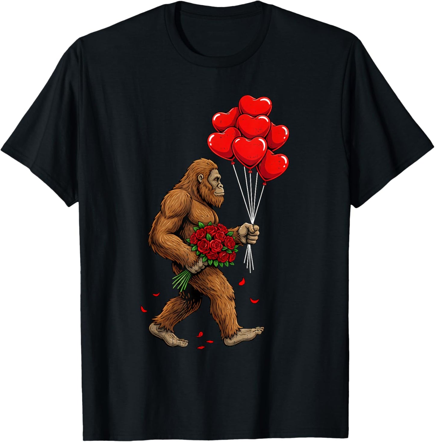 Bigfoot Valentines Day Heart Sasquatch Valentine Boys T-Shirt - T-Shirt | Black