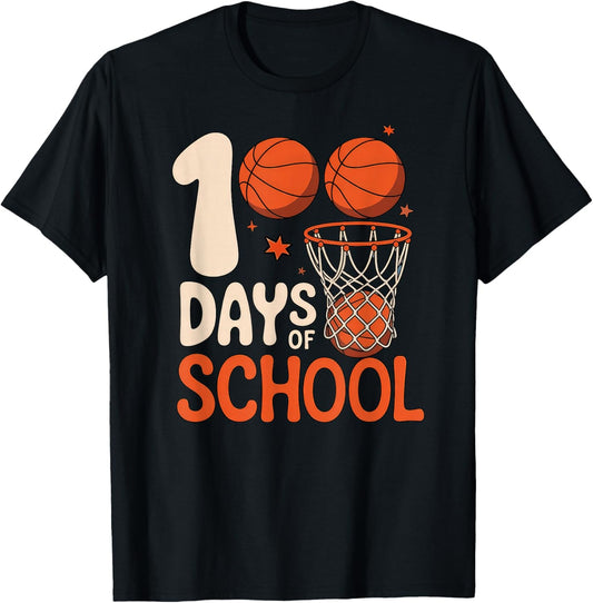 100th Day of School Basketball 100 Days of School T-Shirt - T-Shirt | Black