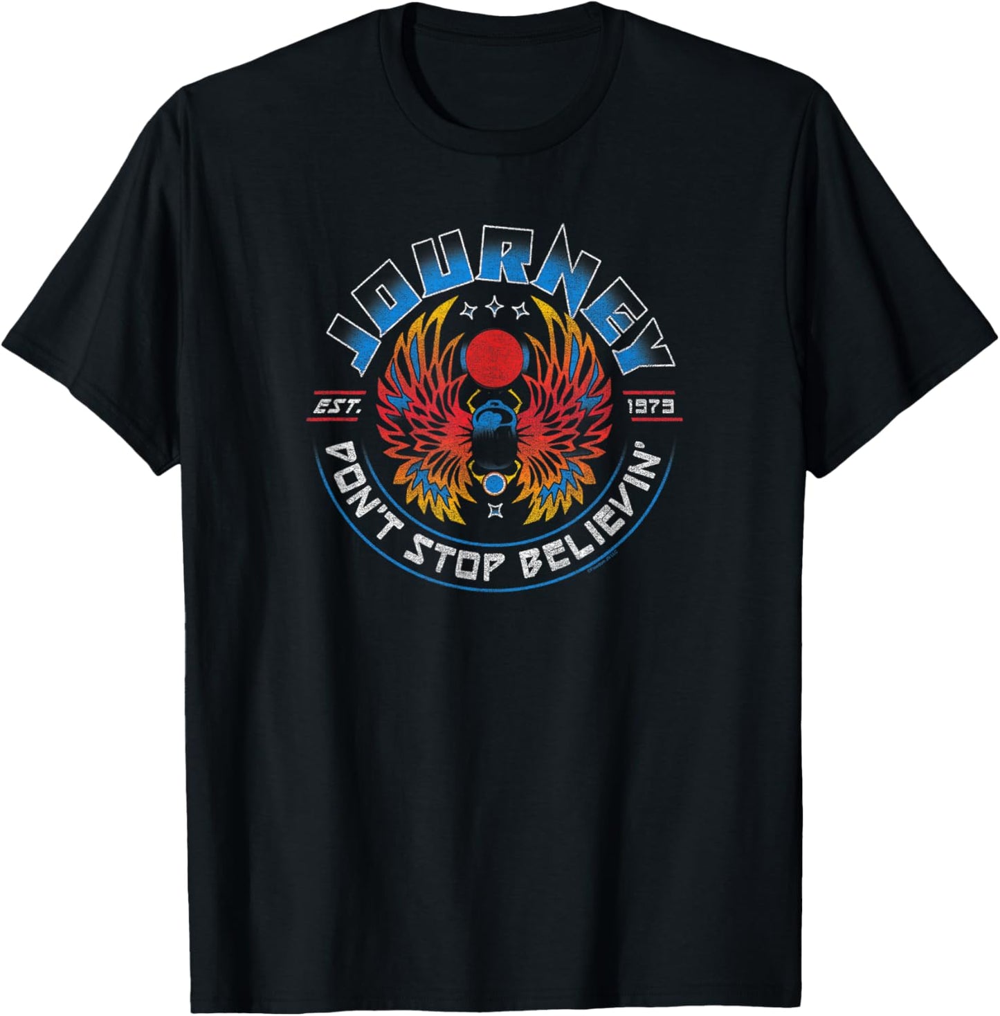 Journey Est 1973 Space Beetle Round Logo Vintage Band T-Shirt - T-Shirt | Black