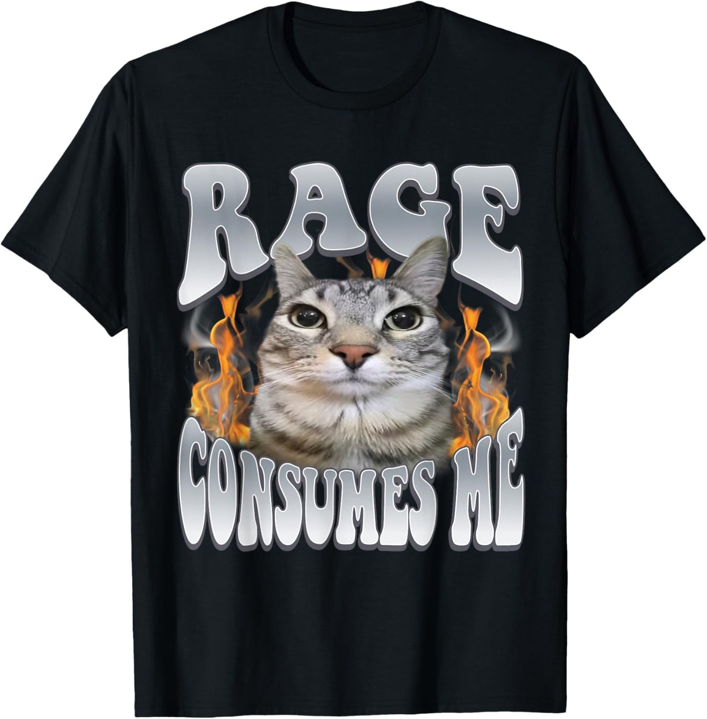 Rage Consumes Me Funny Cat Meme Vintage Unhinged Kitten T-Shirt - T-Shirt | Black