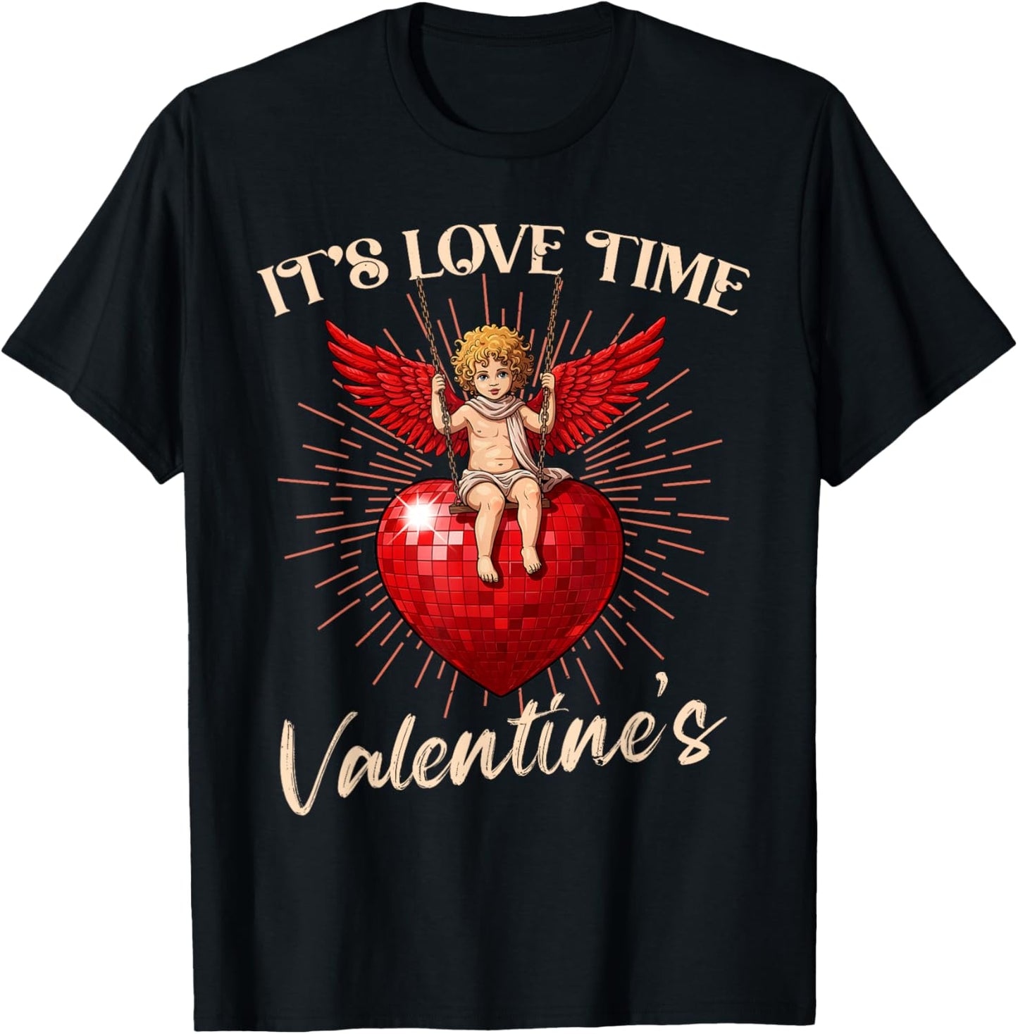 It's Love Time' Cute Cupid Valentine, for Valentine Day Fun T-Shirt - T-Shirt | Black