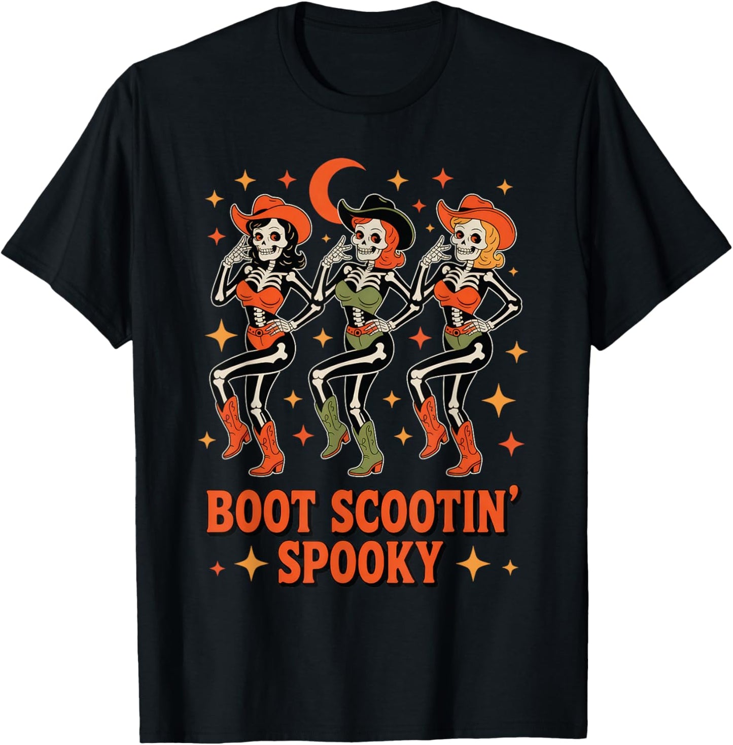Boot Scootin Cowgirl Spooky Western Line Dance T-Shirt - T-Shirt | Black