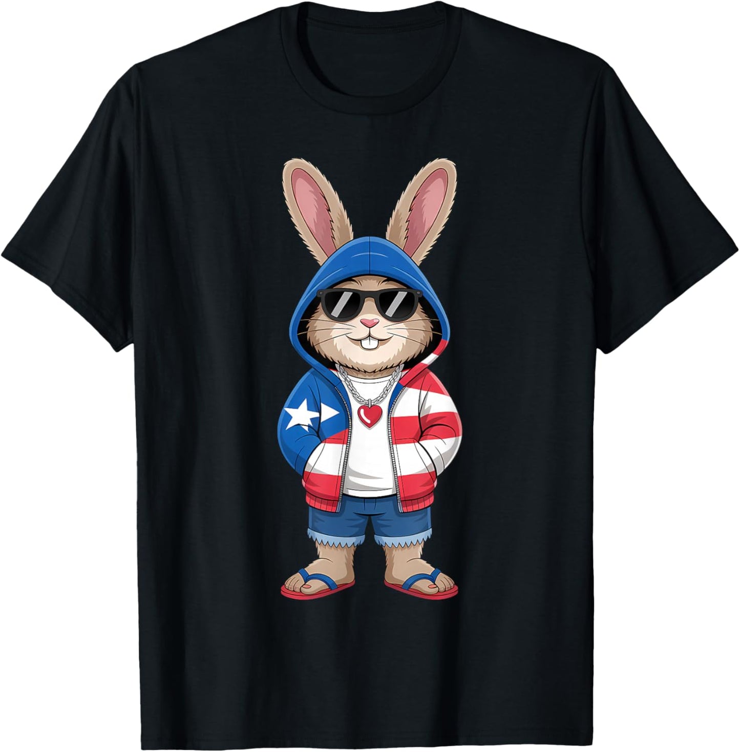 Puerto Rico Rabbit Puerto Rican Flag Bunny T-Shirt - T-Shirt | Black