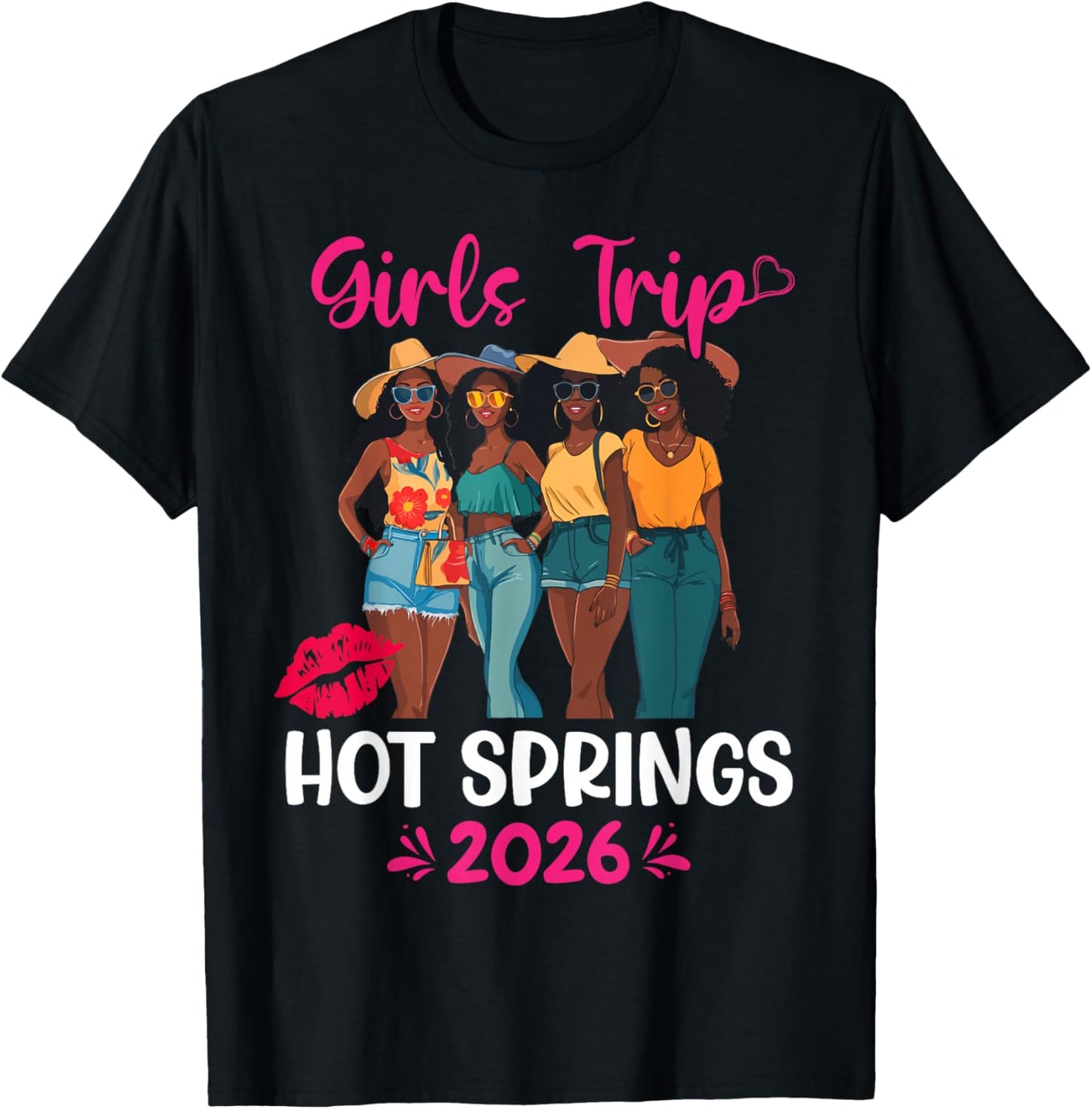 Black Girls Trip Hot Springs 2026 Vacation Matching T-Shirt - T-Shirt | Black