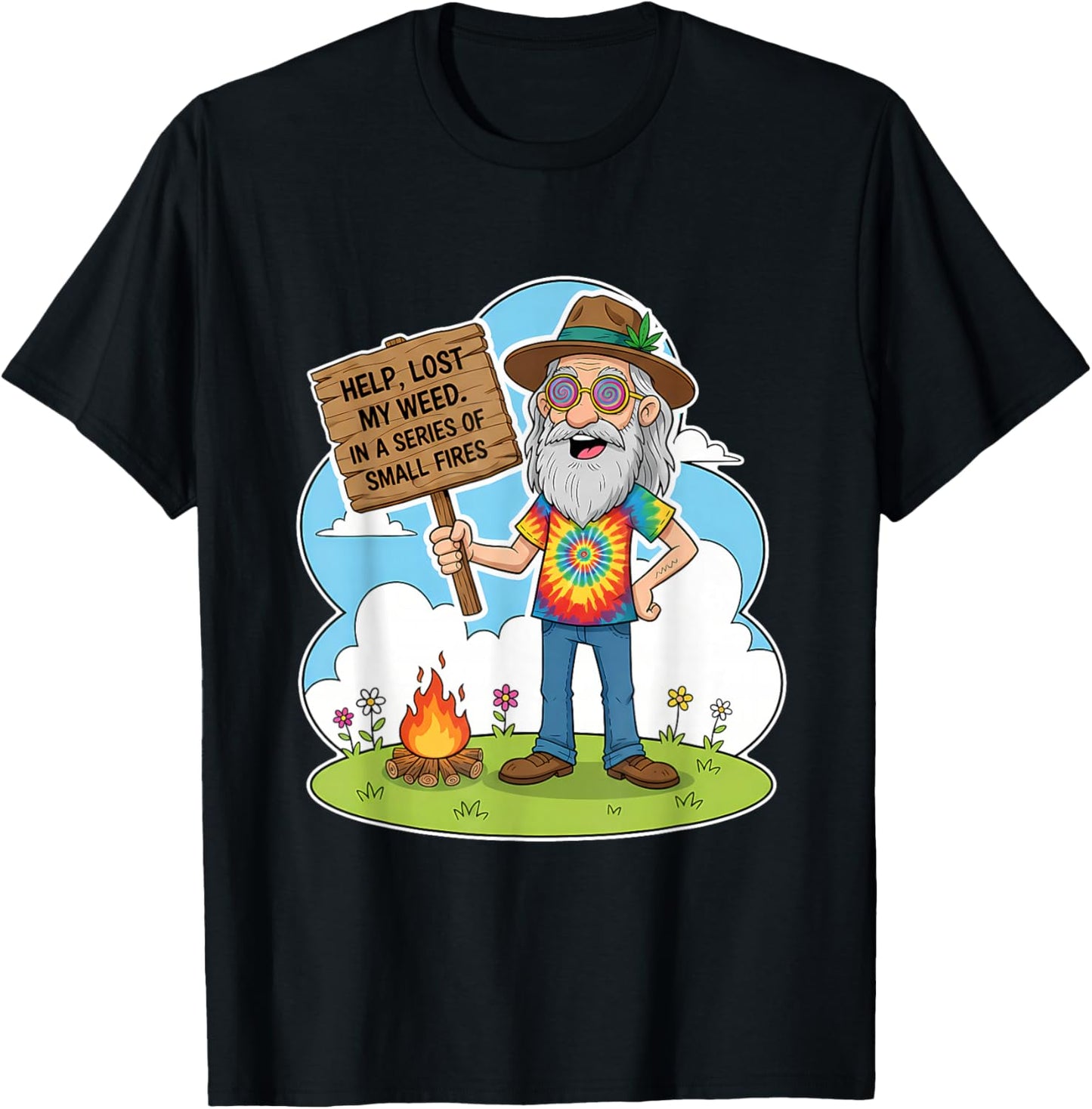 Cannabis Weed Lover Smoking Stoner 420 Help Lost My Weed T-Shirt - T-Shirt | Black