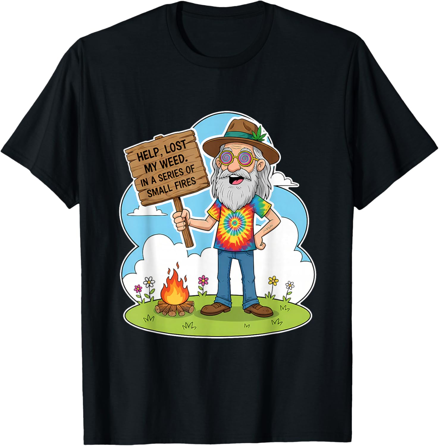 Cannabis Weed Lover Smoking Stoner 420 Help Lost My Weed T-Shirt - T-Shirt | Black
