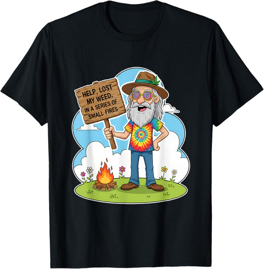 Cannabis Weed Lover Smoking Stoner 420 Help Lost My Weed T-Shirt - T-Shirt | Black