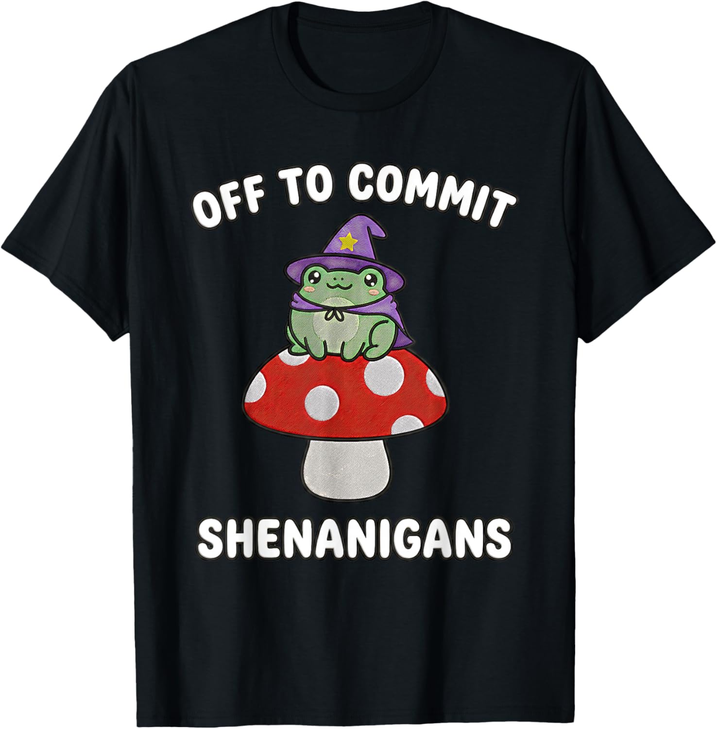 Off to Commit Shenanigans Funny Dark Fantasy Frog Kids Meme T-Shirt - T-Shirt | Black