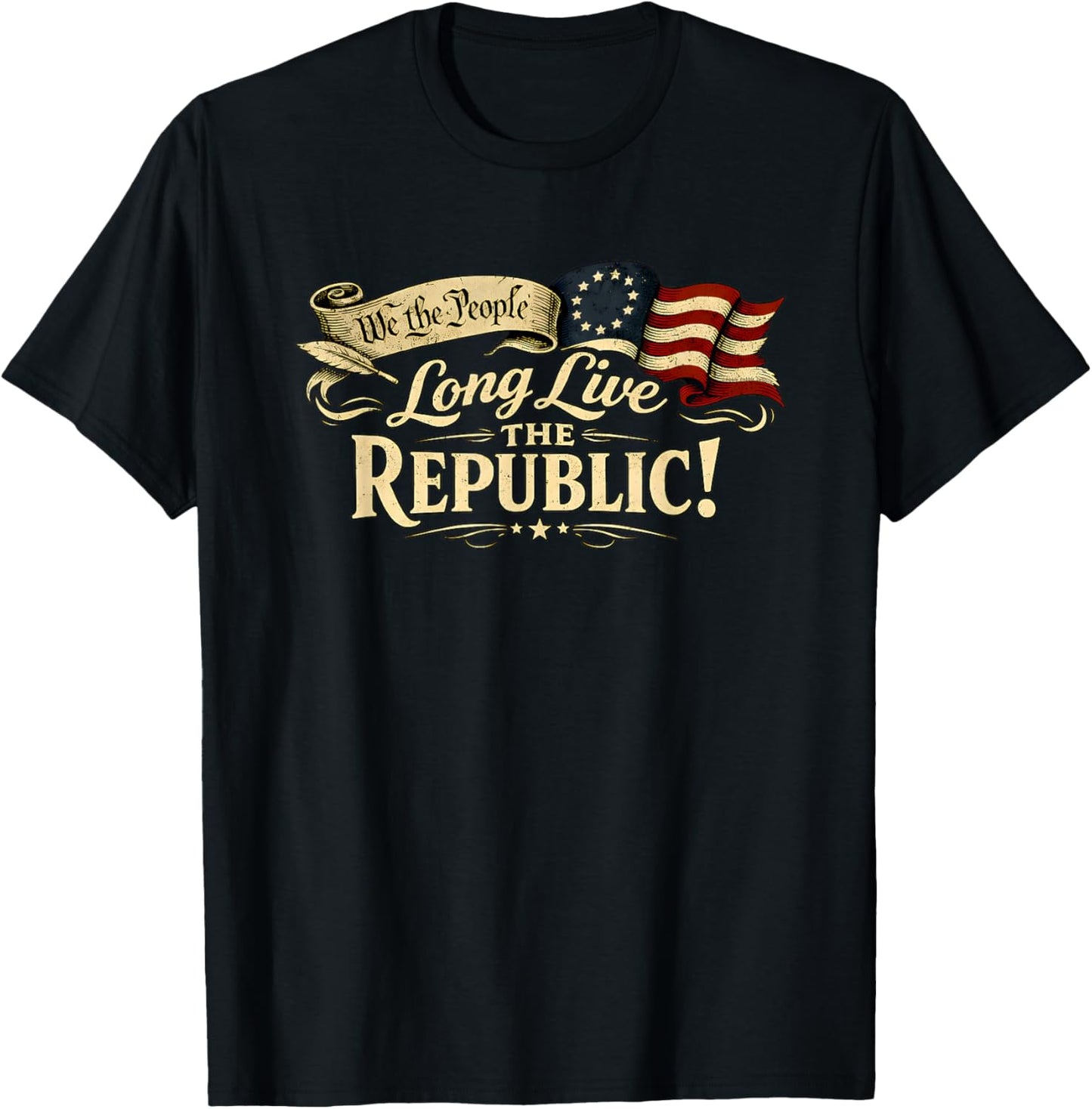 Long Live The Republic USA 1776 2026 Patriotic 4th of July T-Shirt - T-Shirt | Black
