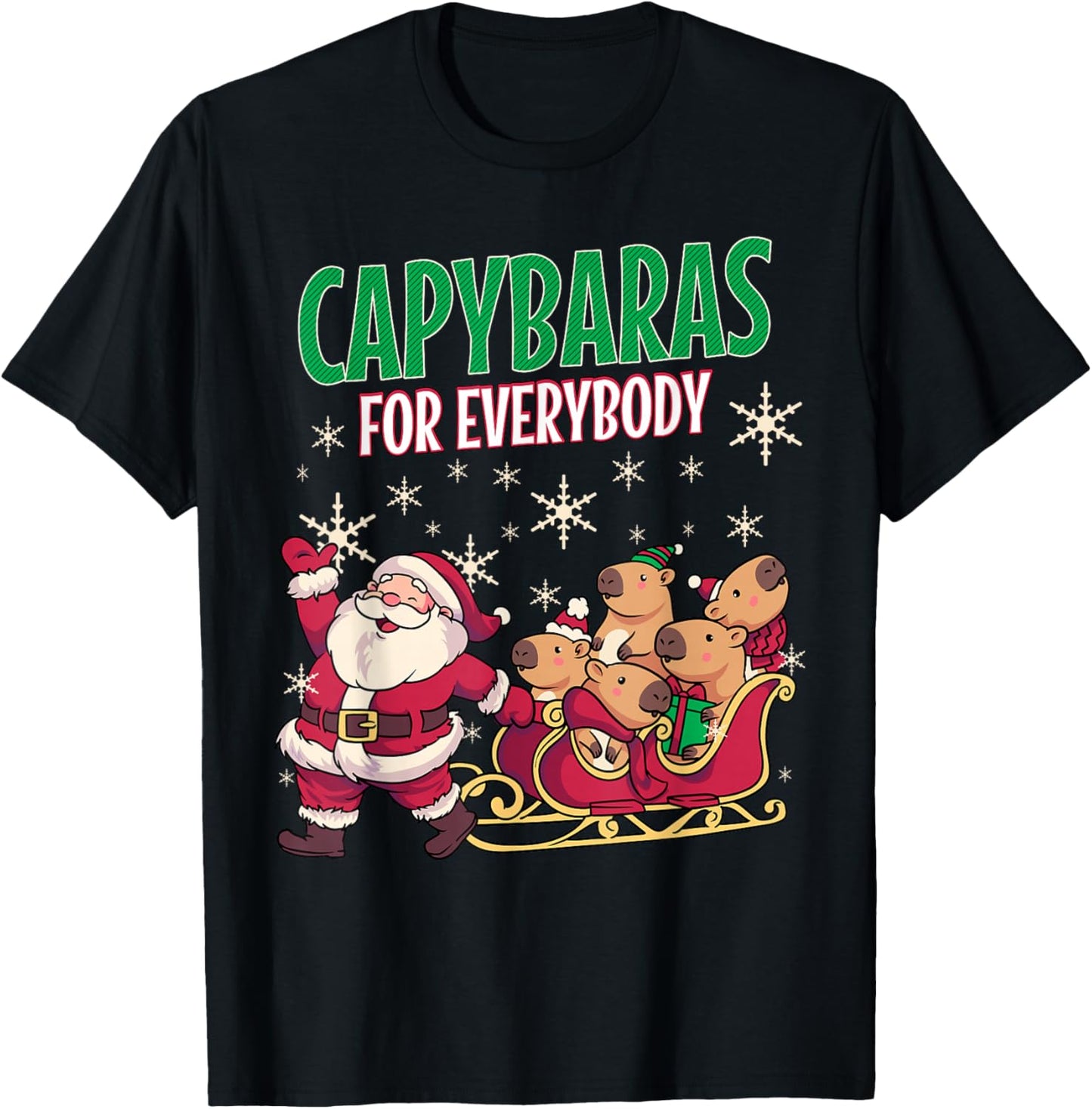 Ugly Christmas Men Kinds Women Funny Capybara T-Shirt - T-Shirt | Black