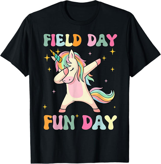 Field Day Fun Day Dabbing Unicorn Field Day 2026 T-Shirt - T-Shirt | Black