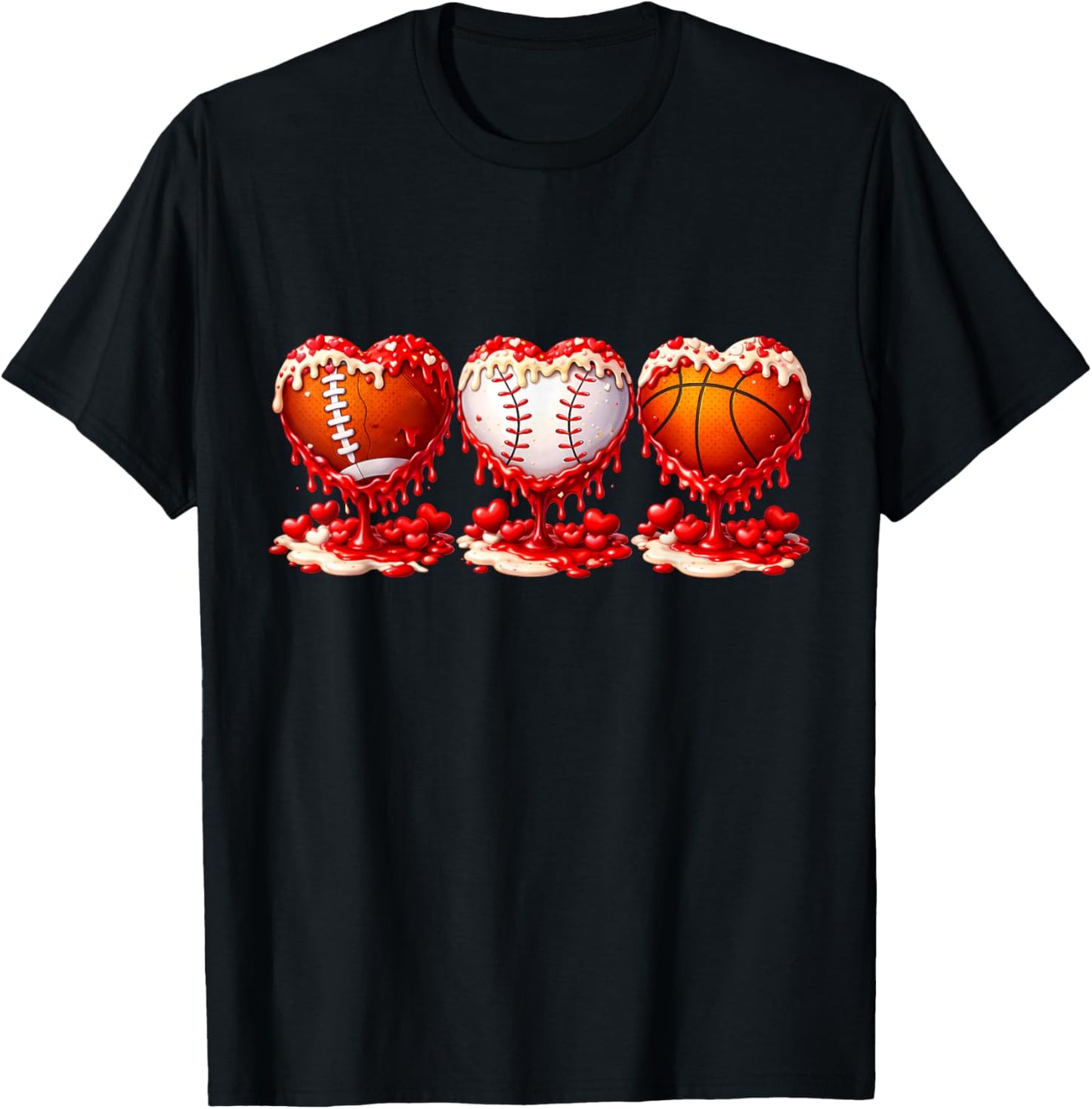 Drip Valentines Day Basketball Baseball Football Boy Men Kid T-Shirt - T-Shirt | Black