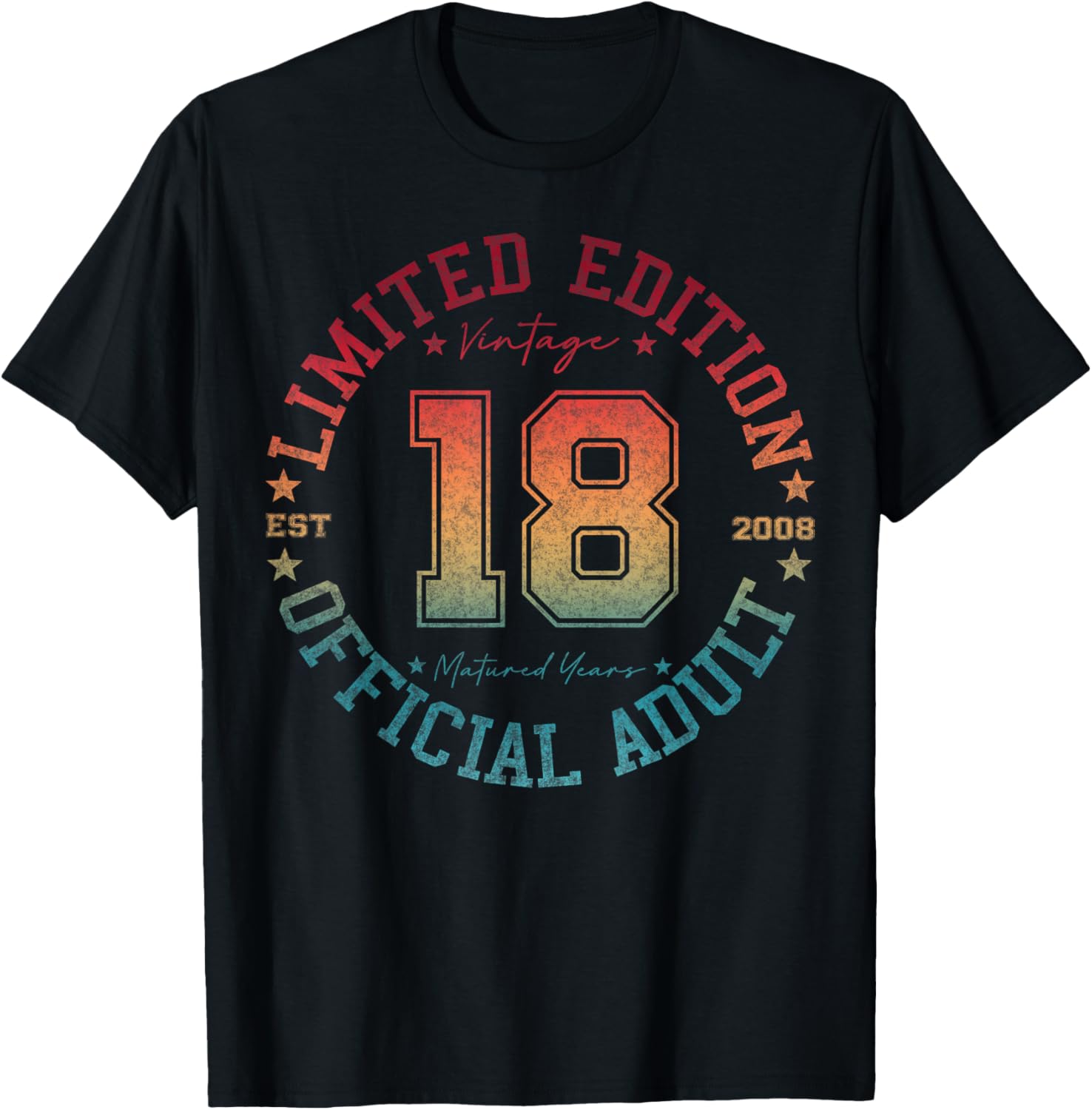 Official Adult 18 Year Old Gifts Vintage 2008 Boy Girl T-Shirt - T-Shirt | Black