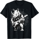 Rhino Funny Playing Bass Guitar Cute Rockin' T-Shirt - T-Shirt | Black