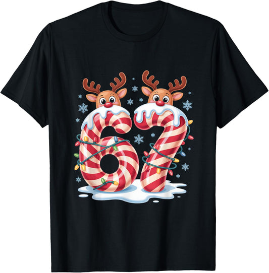 Christmas 67 Funny Xmas Six Seven Ugly Sweater 6-7 T-Shirt - T-Shirt | Black