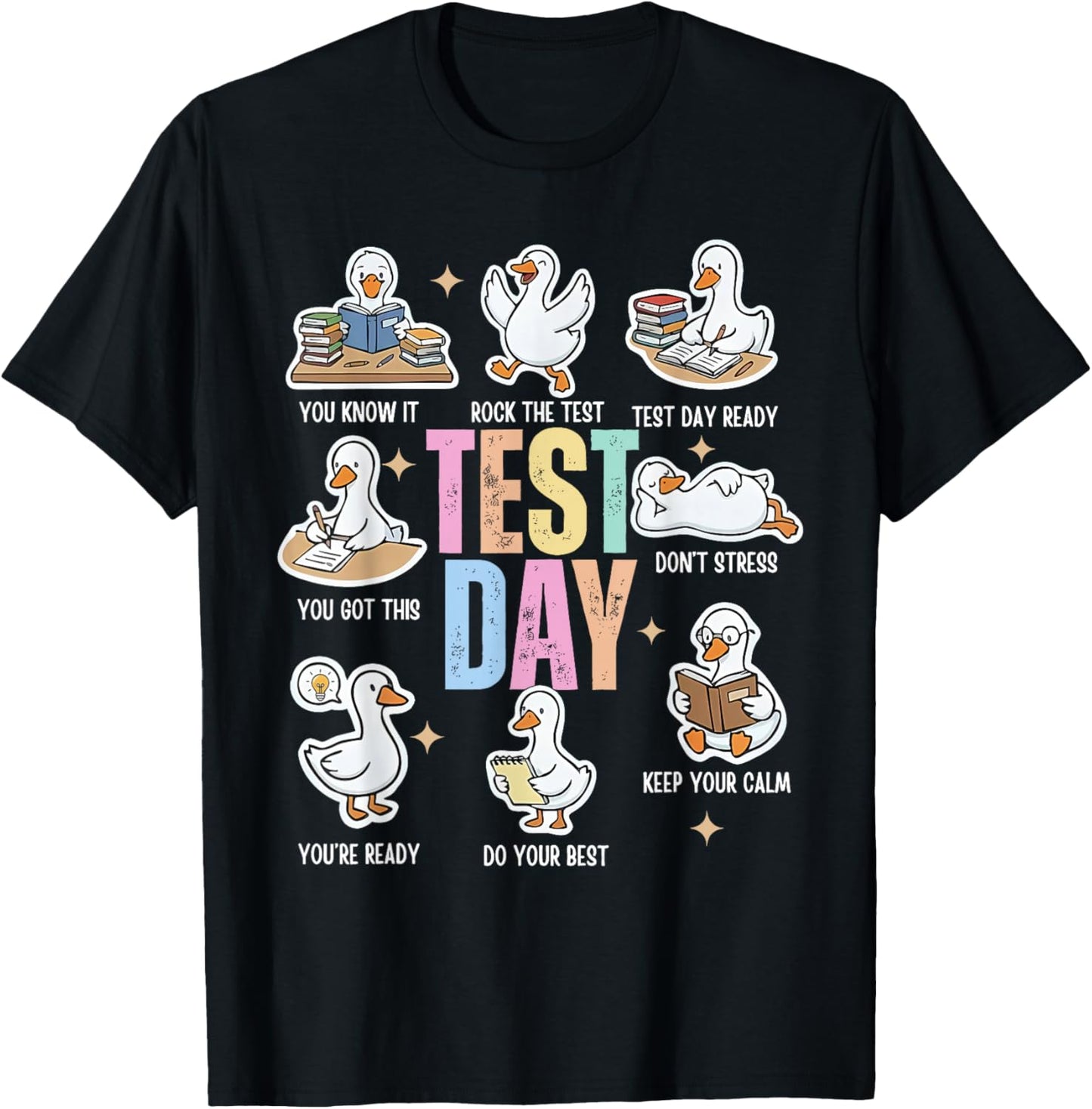 Retro Cute Silly Goose Test Day You Got This Testing Teacher T-Shirt - T-Shirt | Black
