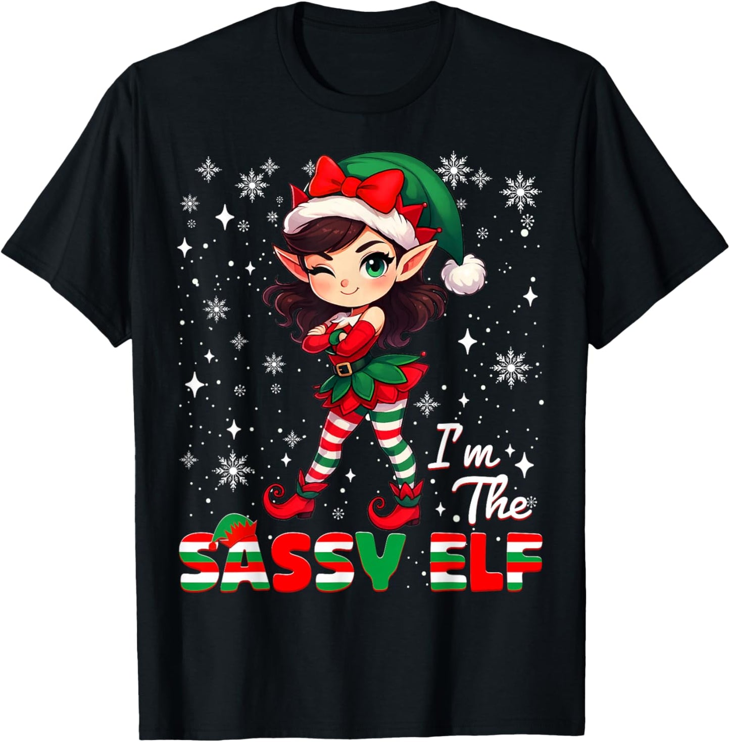 Im The Sassy Elf Cute Snowflake Christmas Xmas Girl Women T-Shirt - T-Shirt | Black