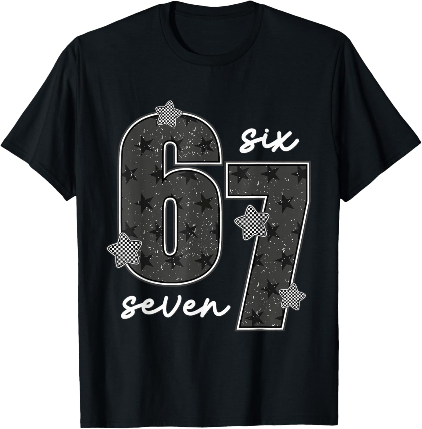 Floral Funny Women Girls 67 Six Seven Meme T-Shirt - T-Shirt | Black