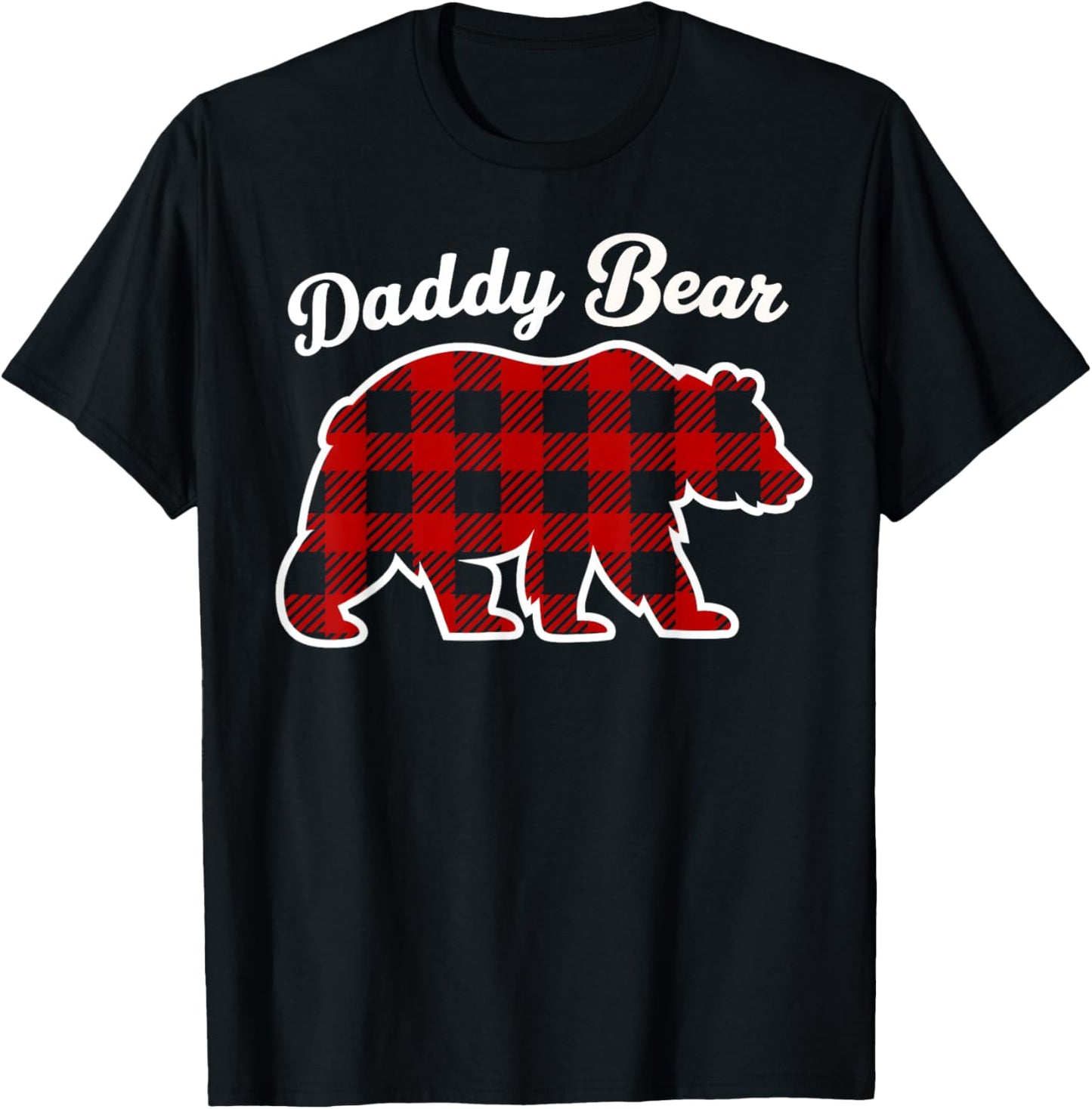 Daddy Bear Buffalo Red Plaid Matching Family Christmas T-Shirt - T-Shirt | Black