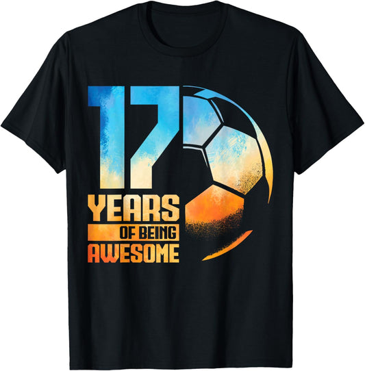 17th Birthday Boy Girl Soccer Player Football 17 Years Old T-Shirt - T-Shirt | Black