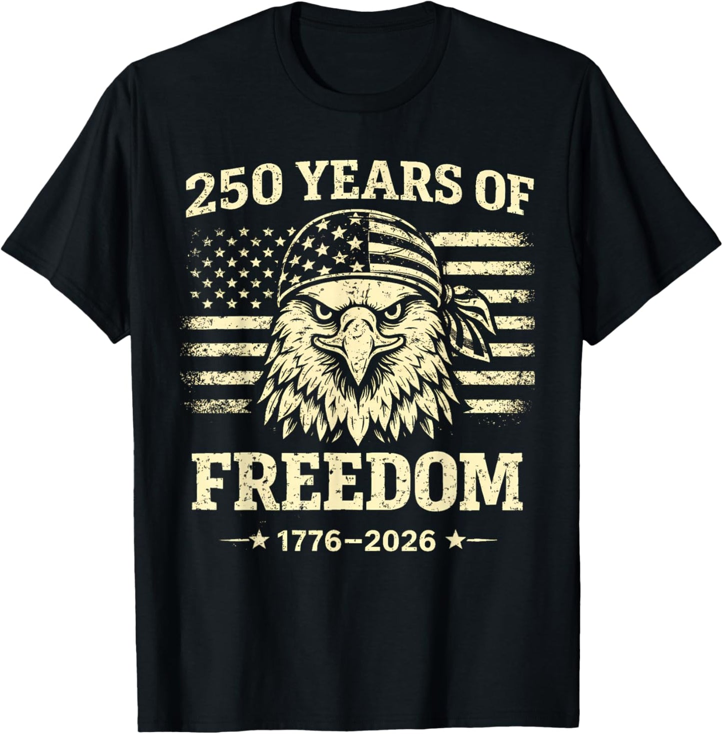 Flag Vintage 250 Years American 1776 2026 250th USA Birthday T-Shirt - T-Shirt | Black
