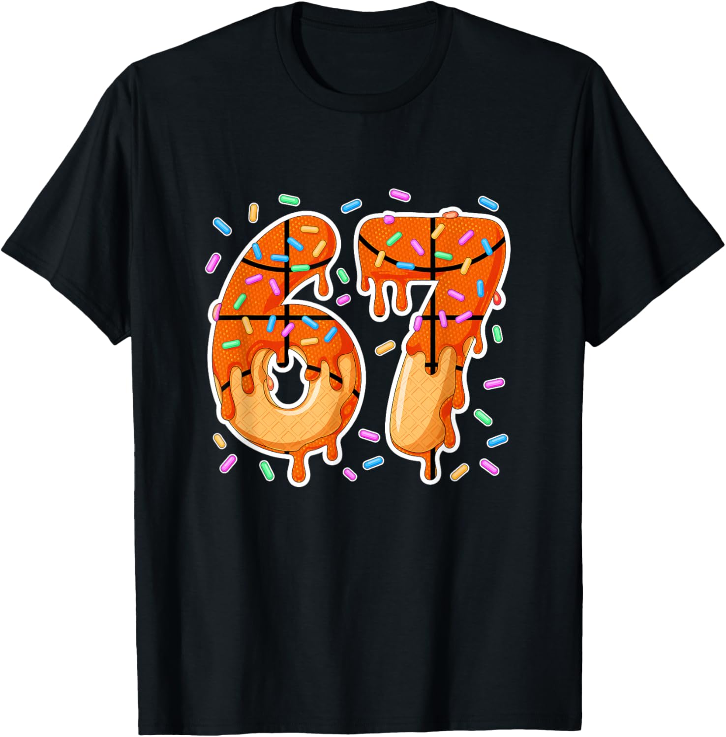 67 Ice Cream Drip Basketball Teens Boys Slang Six Seven Meme T-Shirt - T-Shirt | Black