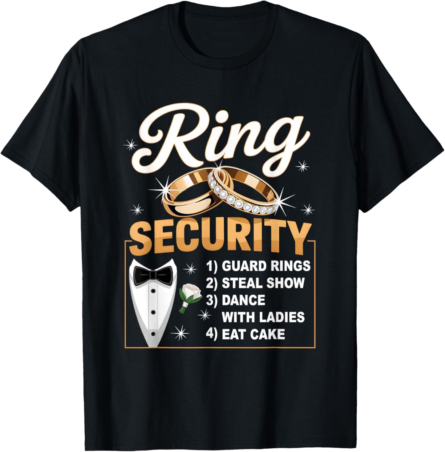 Kid Ring Security-Ring Bearer Wedding Day Groom Party Tuxedo T-Shirt - T-Shirt | Black