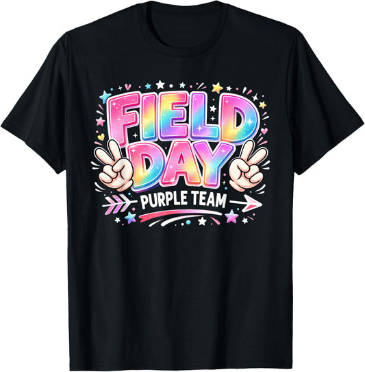 Field Day Purple Team Peace Hand Pastel Men Women Kid T-Shirt - T-Shirt | Black