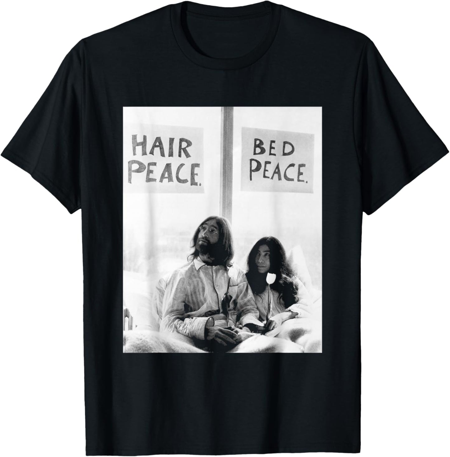 John Lennon Yoko ONO Anti-War Bed-in 1969 The Beatles T-Shirt - T-Shirt | Black