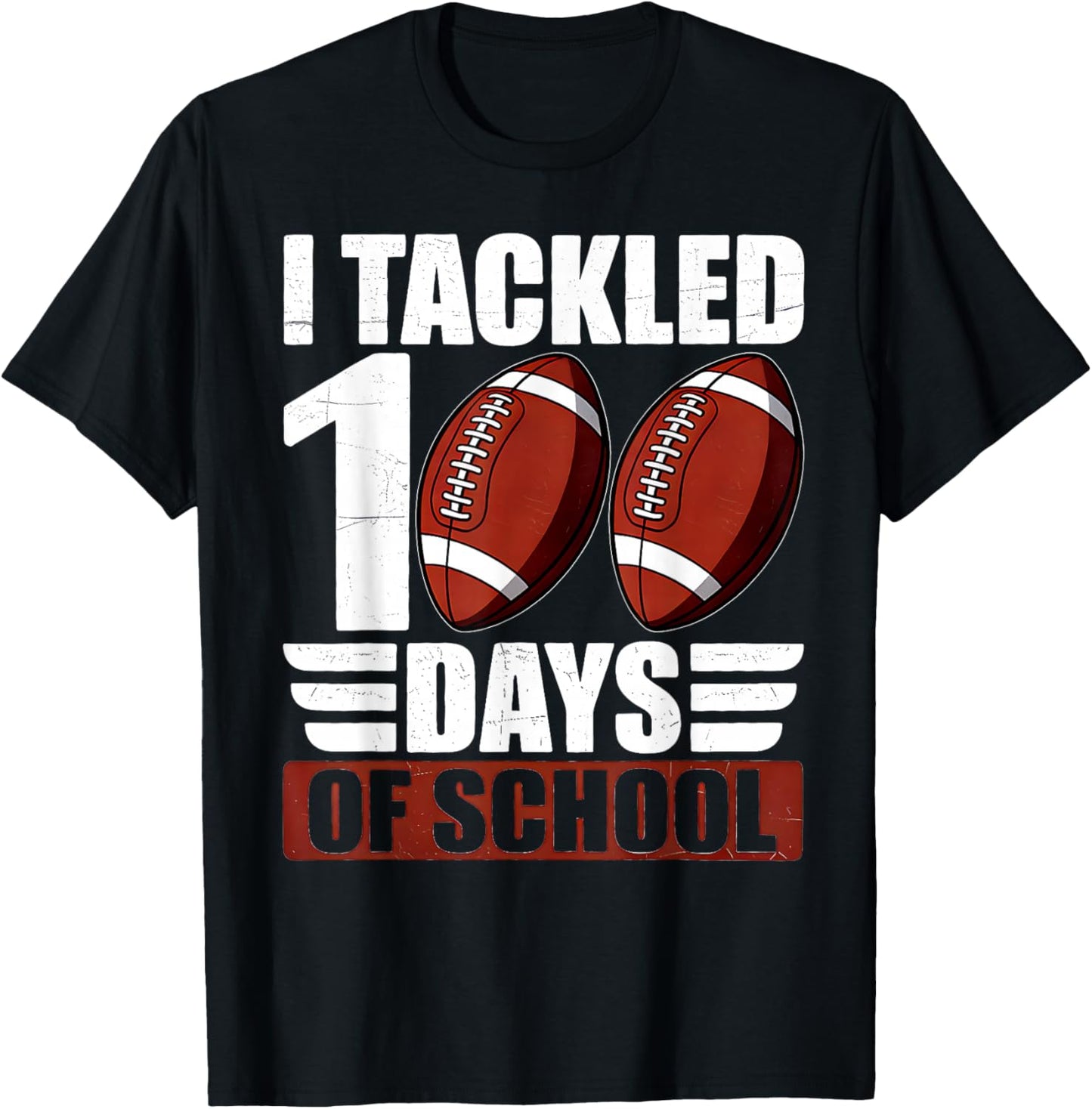 100 Days of School Boys Football 100th Day of School Kids T-Shirt - T-Shirt | Black
