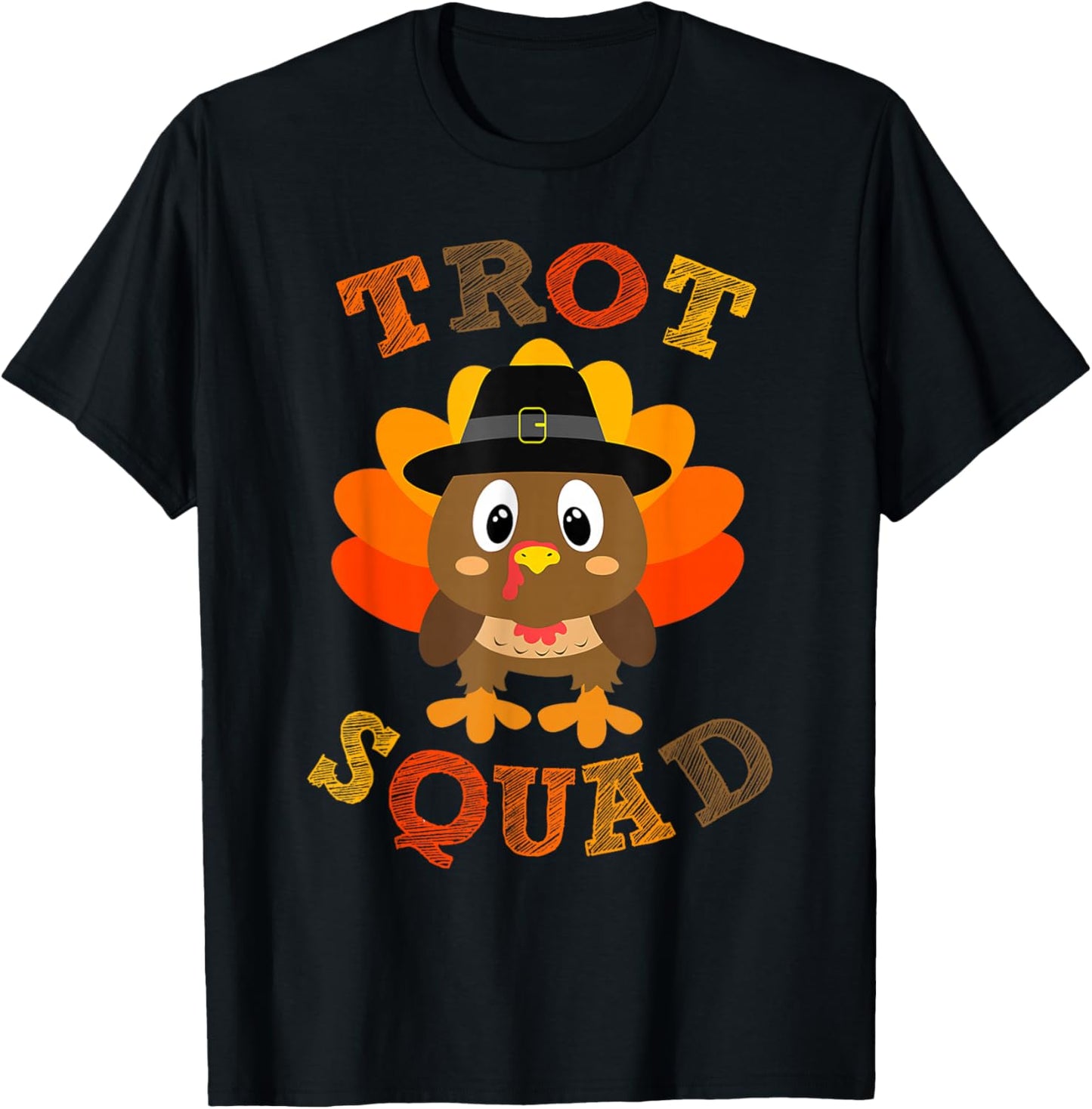 Trot Squad Shirt Men Women Kids Turkey Pilgrim Costume T-Shirt - T-Shirt | Black