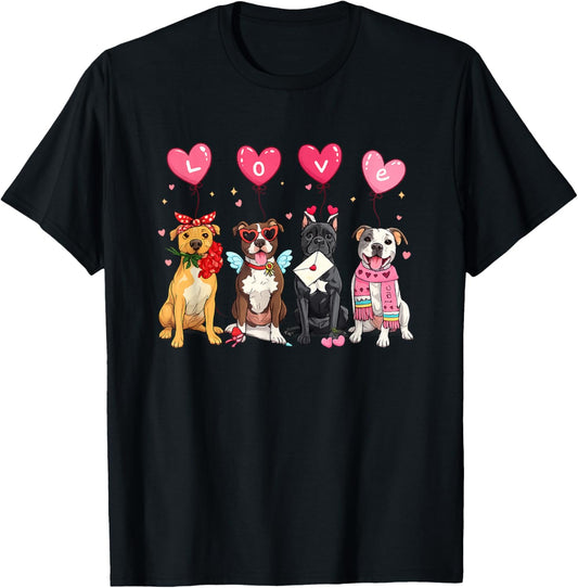 Labrador Valentine’s Dogs Lover Pitbull Day Dog Valentine T-Shirt - T-Shirt | Black