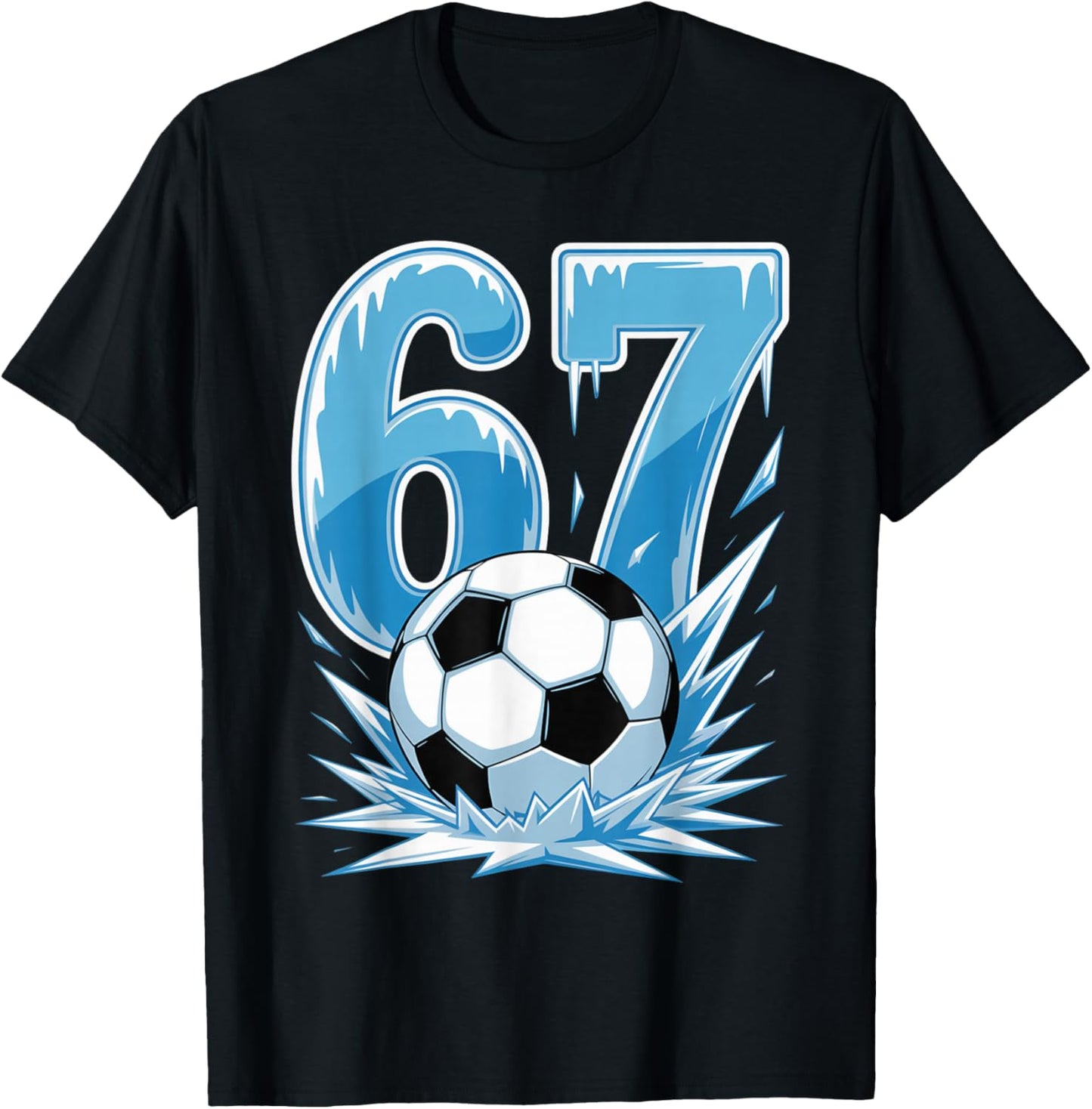 Frozen Soccer 67 Ice Sports Number Winter Style T-Shirt - T-Shirt | Black