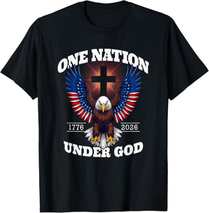 One Nation Under God Patriotic Eagle Design T-Shirt - T-Shirt | Black
