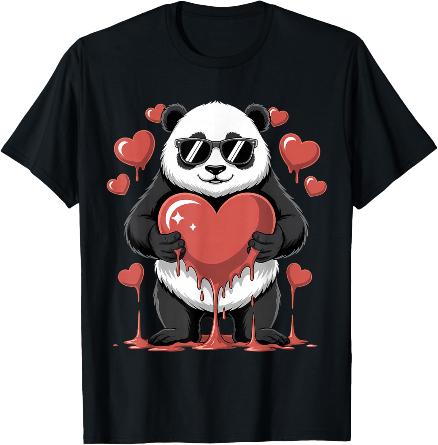 Valentines Day Cute Valentine Panda Lover T-Shirt - T-Shirt | Black