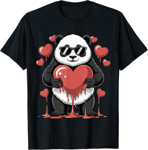 Valentines Day Cute Valentine Panda Lover T-Shirt - T-Shirt | Black