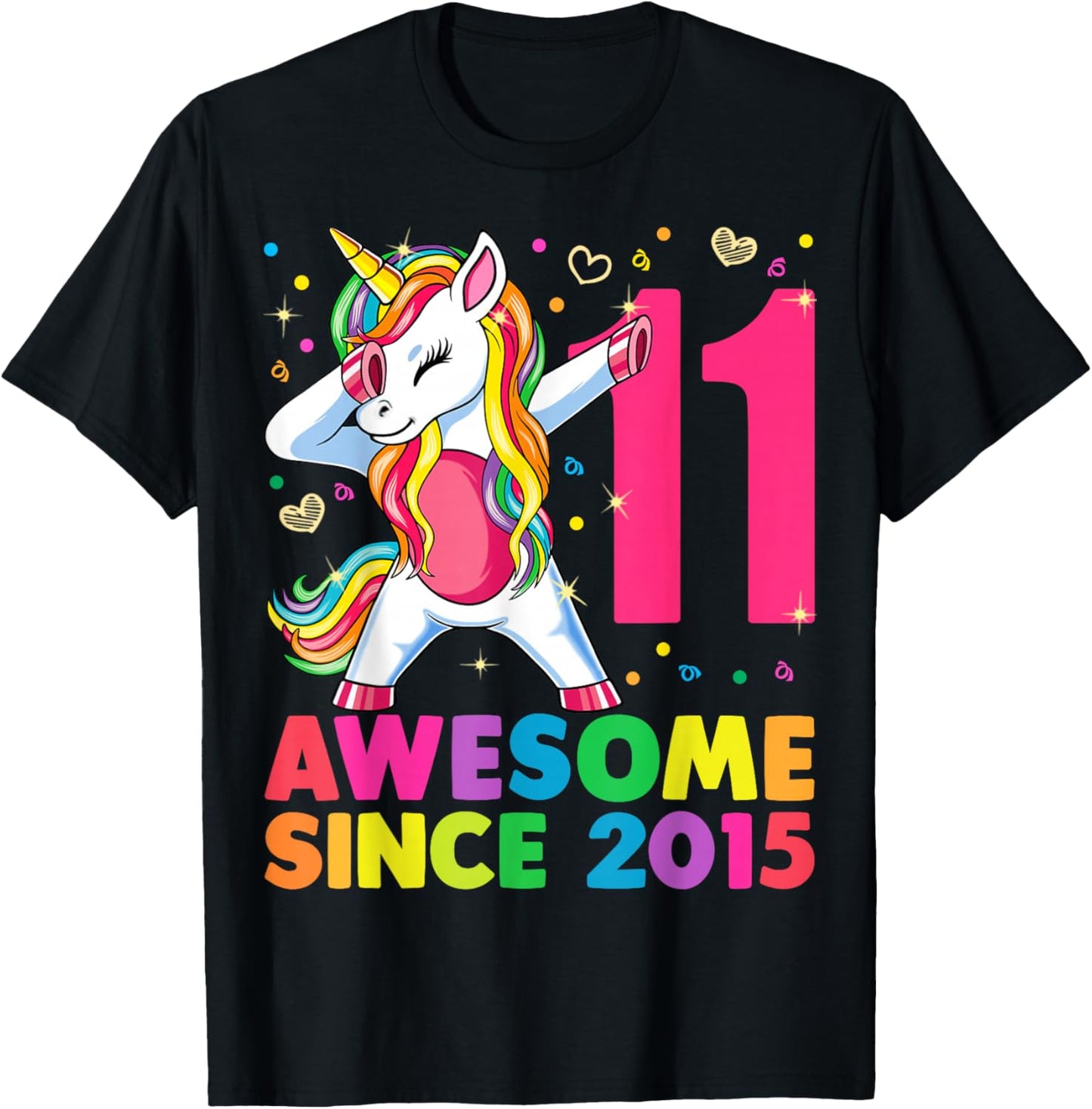 11 Years Old Unicorn Dabbing 11th Birthday Girl Gift Party T-Shirt - T-Shirt | Black