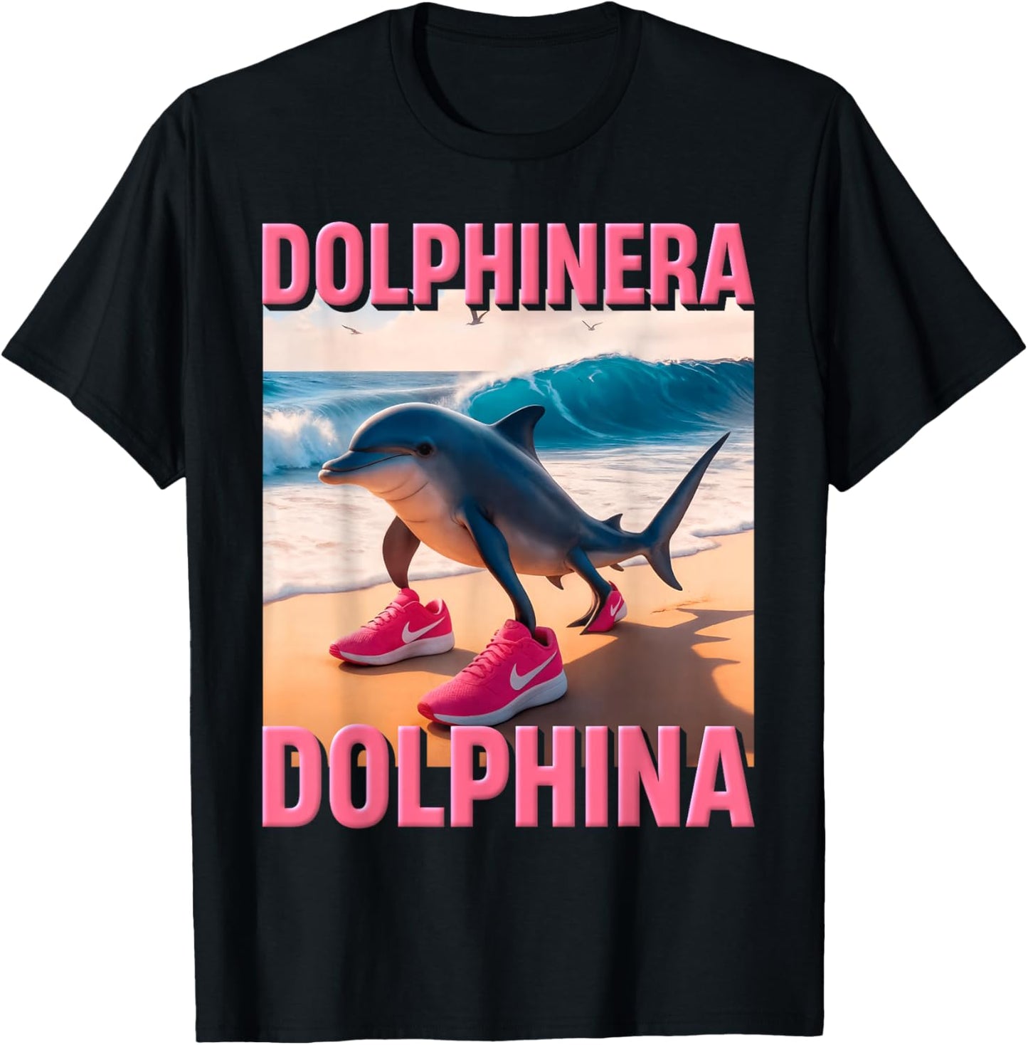 Dolphinera Dolphina Italian Brainrot Meme AI Funny Dolphin T-Shirt - T-Shirt | Black