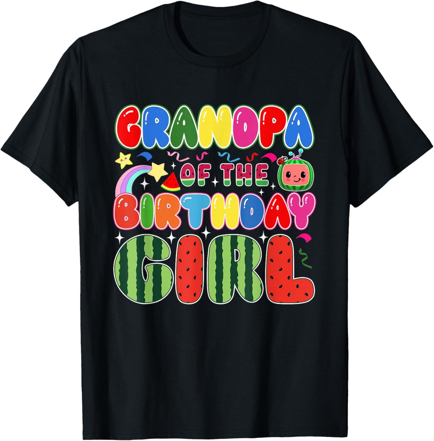 Grandpa of The Birthday Girl Melon Family Matching Funny T-Shirt - T-Shirt | Black