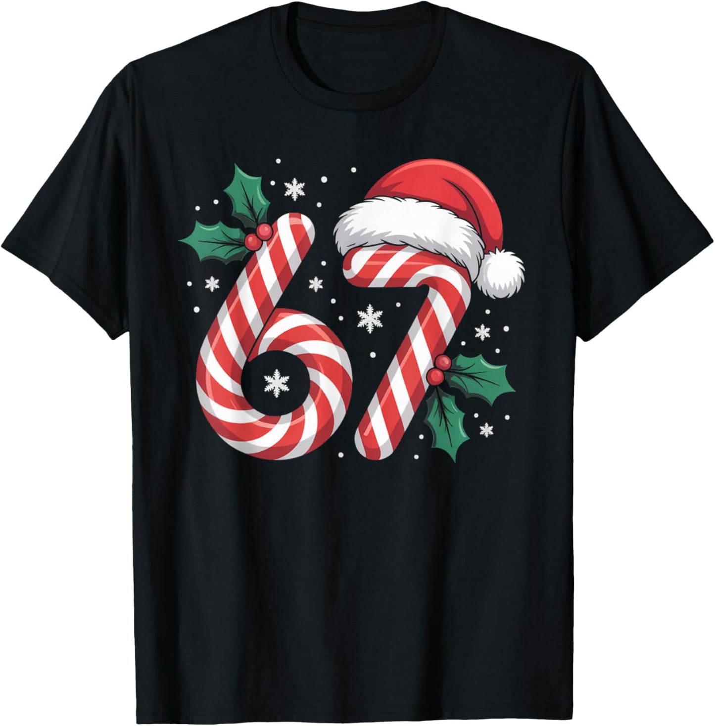 Christmas Candy Cane 67 Meme Funny Boys Girls T-Shirt - T-Shirt | Black