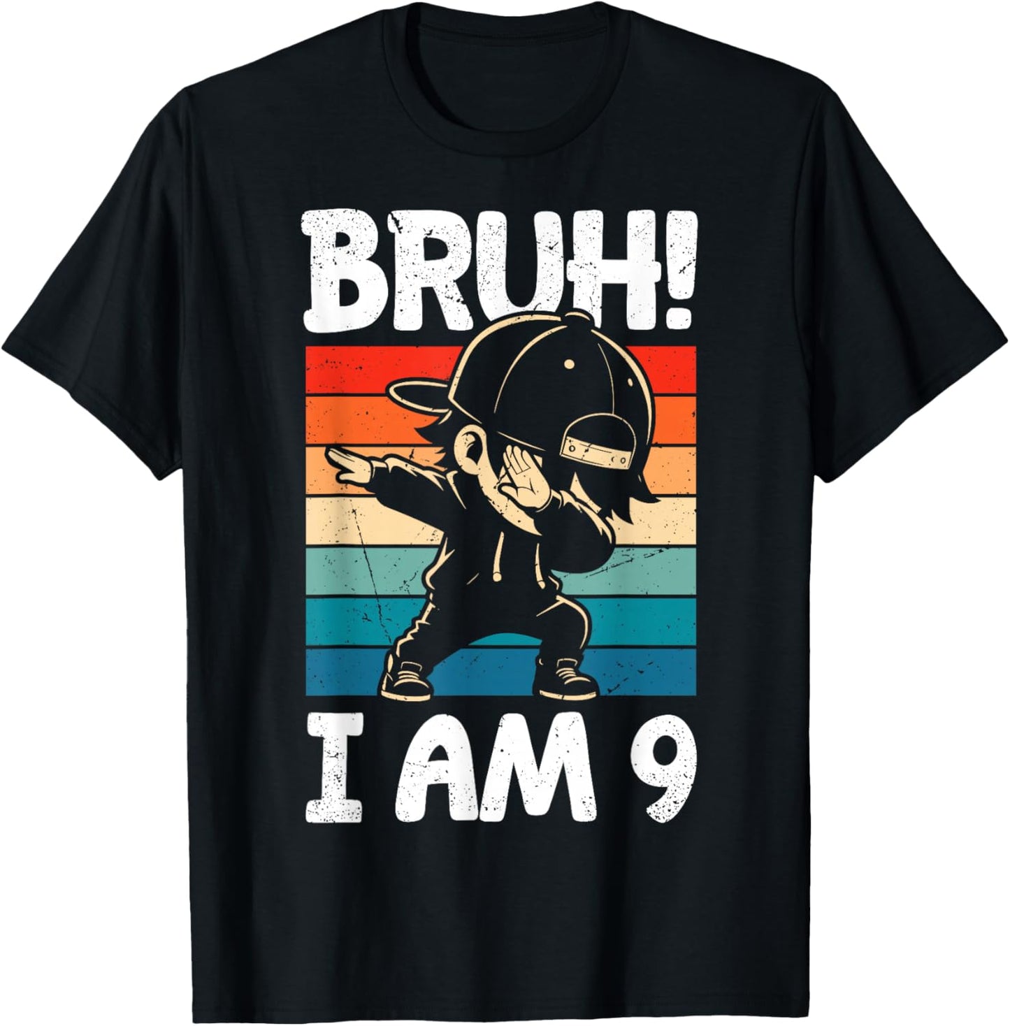 Bruh I Am 9 Year Old Dabbing Boy 9th Birthday Decorations T-Shirt - T-Shirt | Black