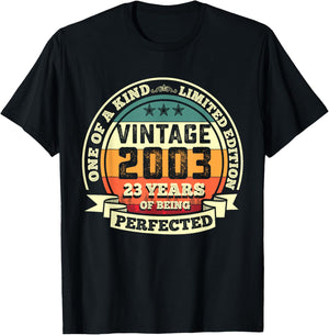 23rd Birthday Gift 23 Years of Being Perfected 23 Yrs Old T-Shirt - T-Shirt | Black
