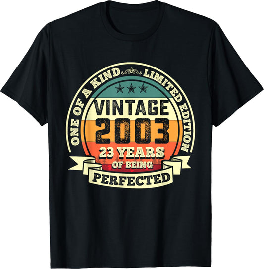 23rd Birthday Gift 23 Years of Being Perfected 23 Yrs Old T-Shirt - T-Shirt | Black