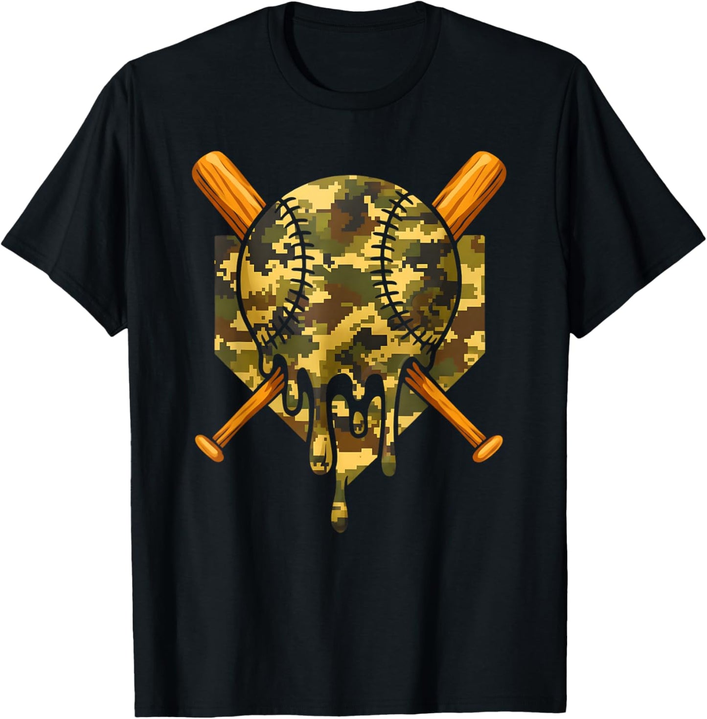 Baseball Camo Boys Ice Cream Youth Baseball T-Shirt - T-Shirt | Black