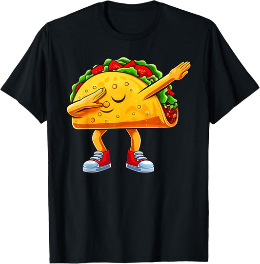 Dabbing Taco Mexican Food Dab Boys Kids Funny Cinco De Mayo T-Shirt - T-Shirt | Black