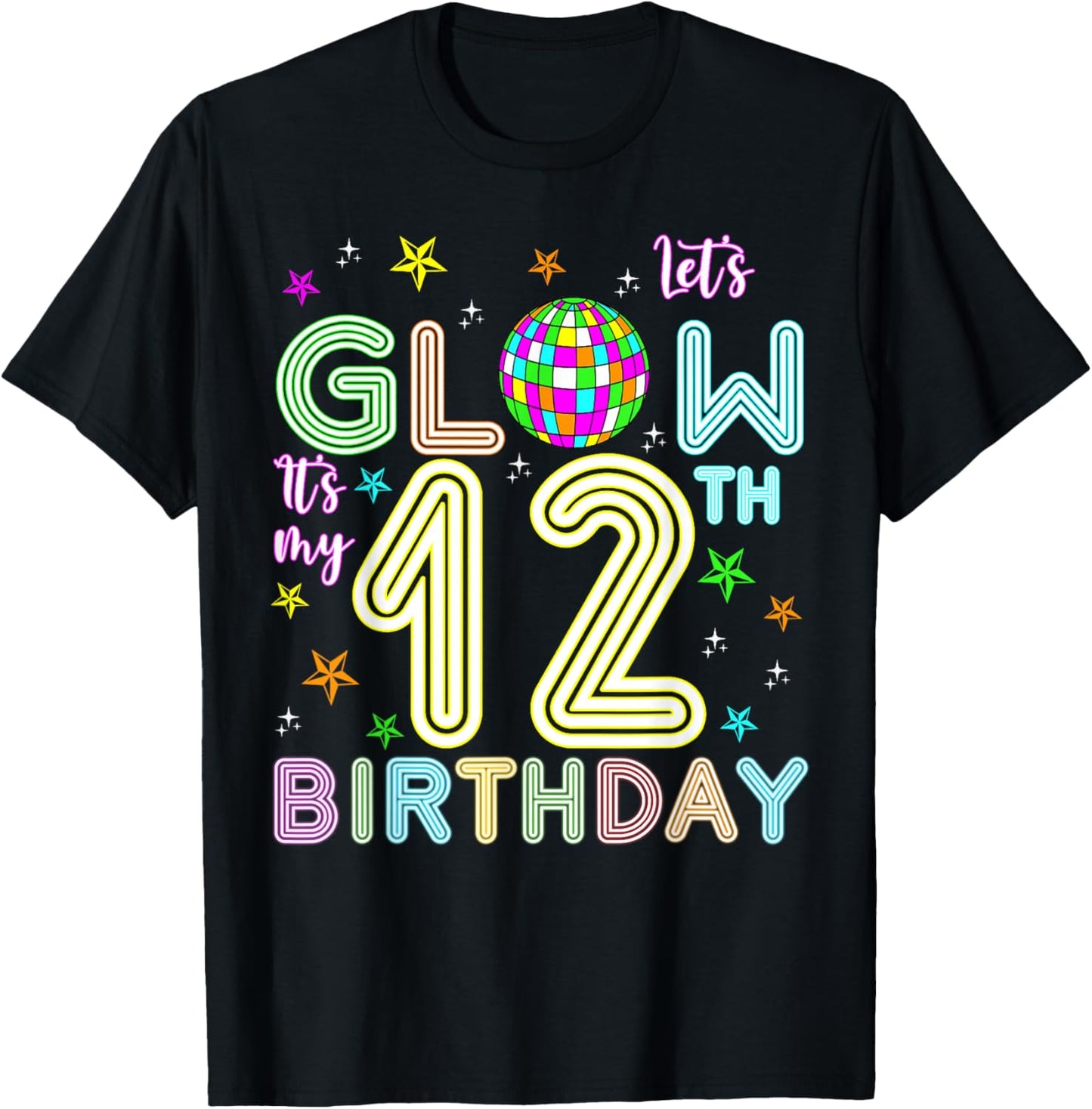 It's My 12th Birthday Glowing 80s 12 Year Old T-Shirt - T-Shirt | Black