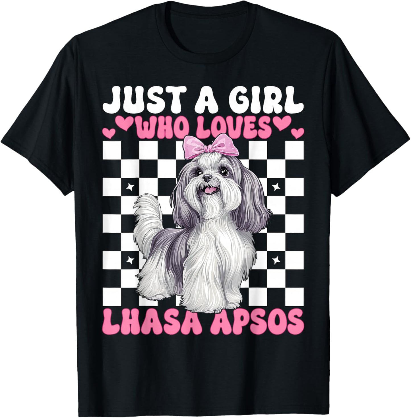 Just A Girl Who Loves Lhasa Apsos Lhasa Apso Dog Coquette T-Shirt - T-Shirt | Black