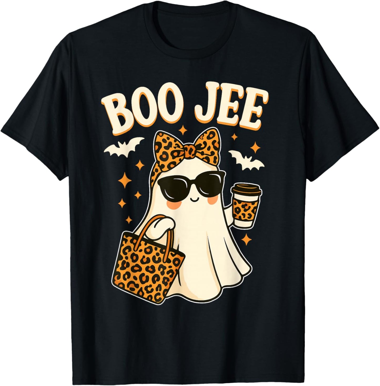 Boo JEE Ghost Shirt Halloween Women Girls Boojee Halloween T-Shirt - T-Shirt | Black