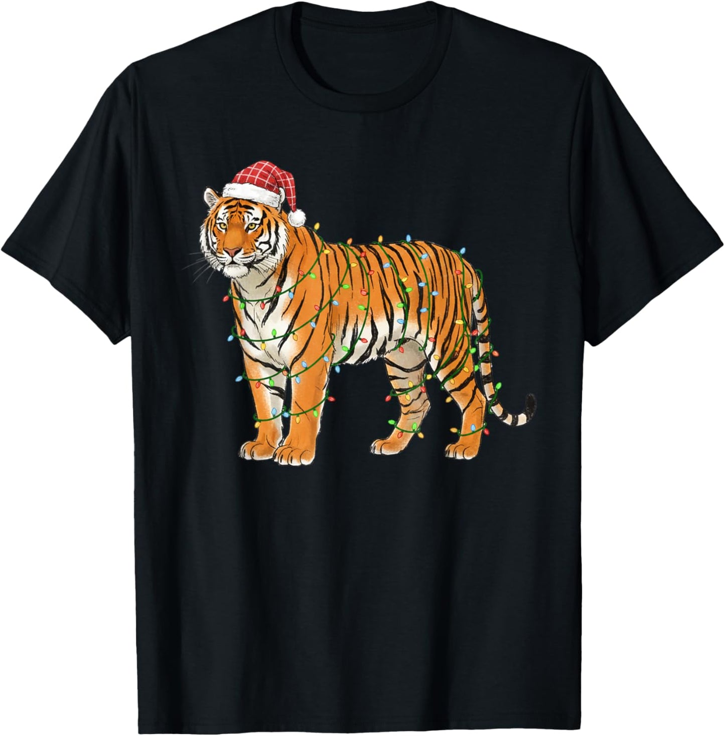 Christmas Bengal Tiger Holiday Festive Animal T-Shirt - T-Shirt | Black