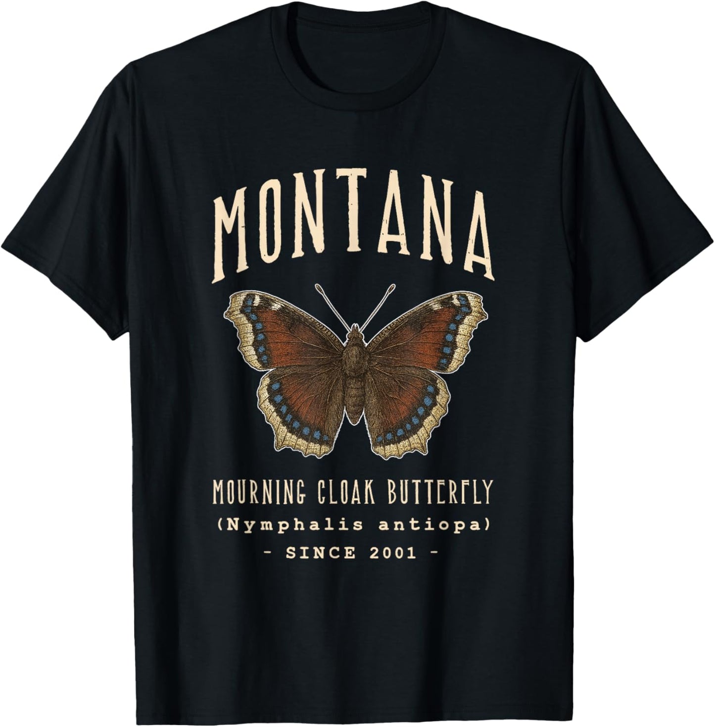 Montana Mourning Cloak Butterfly T-Shirt - T-Shirt | Black